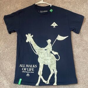 Lifted Research Group LRG Navy Big Logo Tee Shirt Adult Medium M EUC